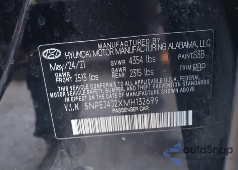 2021 Hyundai Sonata Sel Plus from USA, damaged, VIN 5NPEJ4J2XMH132699